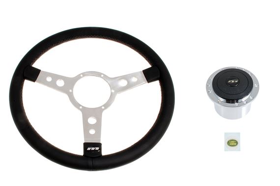 Steering Wheel Kit 15" Leather Semi Dish Polished Centre Alloy Boss - LL1121P36A - Mountney